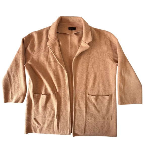 J.Crew Sweaters - J.Crew 365 Sophie Open Front Sweater Blazer Womens Large Tan Merino Wool Blend